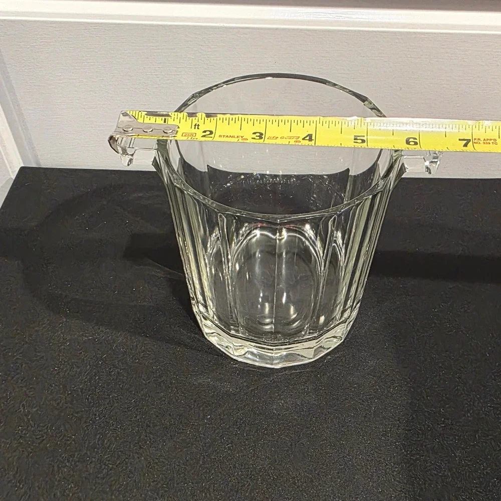 Vintage Style Heavy Clear Glass Ice Bucket, Home Bar Accessories, Cocktail Party